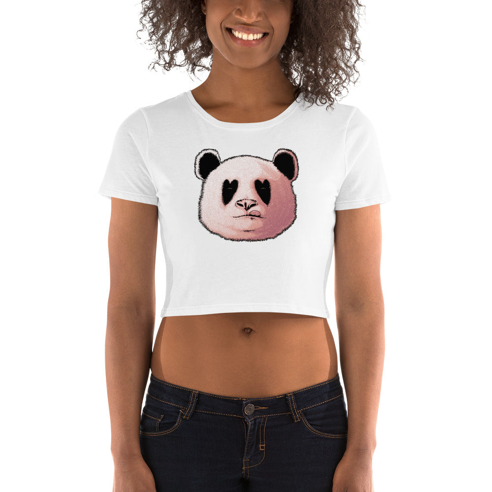 Panda In Love | Women’s Crop Top (White)