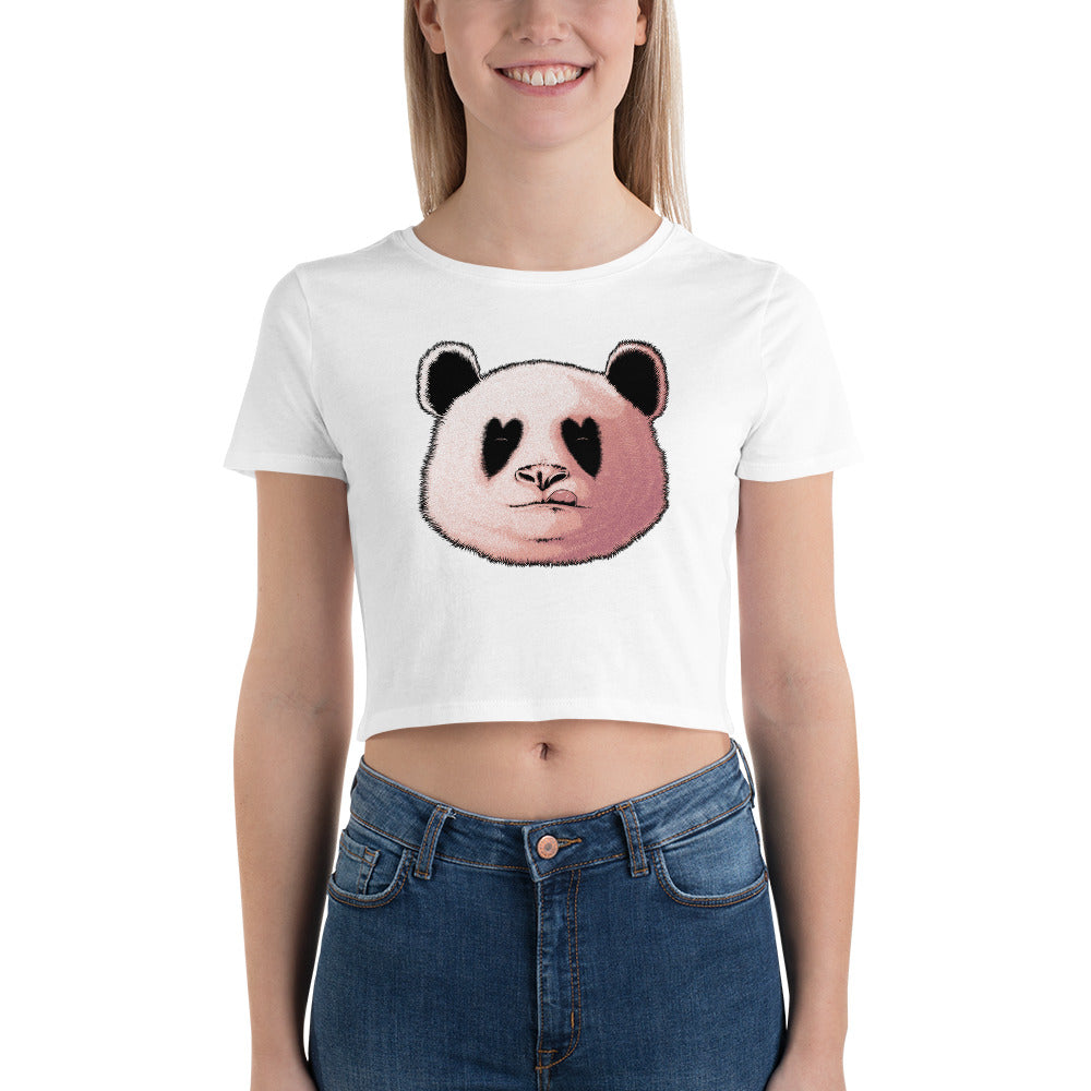 Panda In Love | Women’s Crop Top (White)